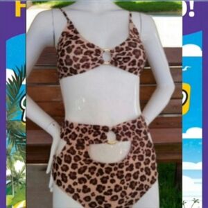 SHEIN Sexy Leopard Print cut-out high waist bikini